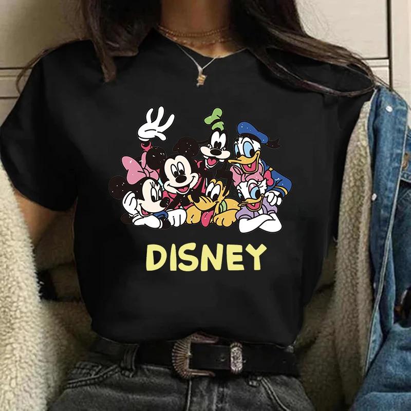 Disney T-shirt Gothic Fashion Mickey T-shirt Minnie Mouse Print Casual T-shirt Women's Kawaii T-shirt Kawaii Loose Clothing