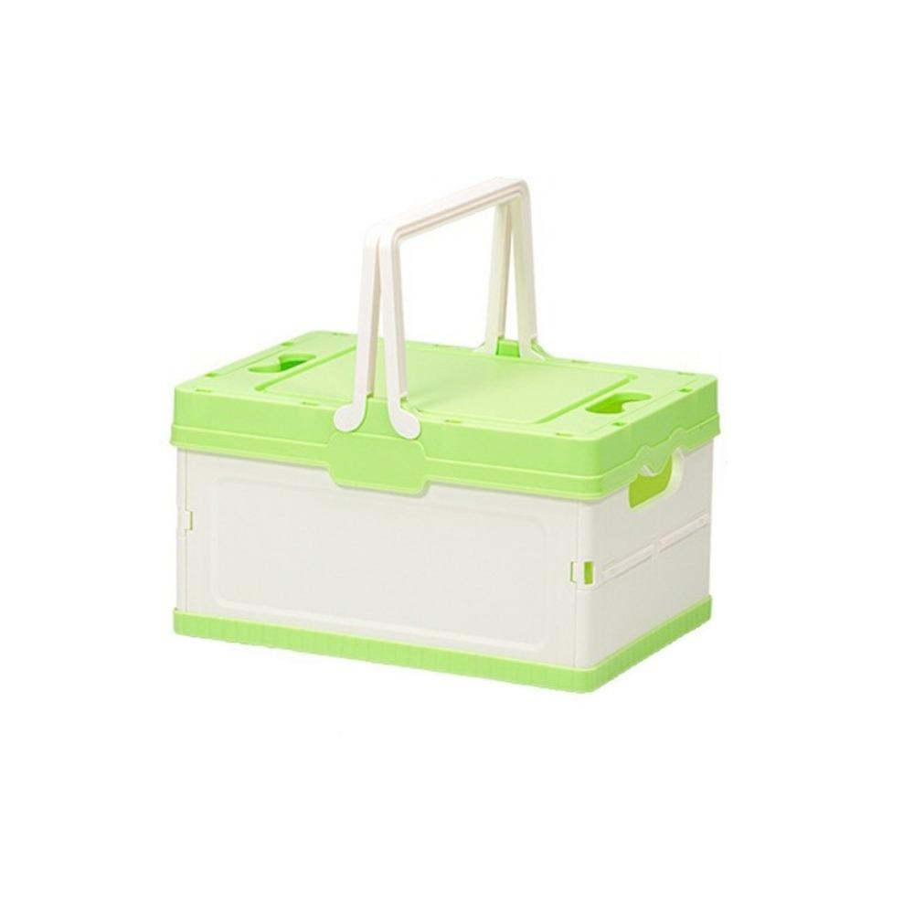 Portable Handheld Folding Storage Box Space Saving Plastic Fruit Picnic Basket Multi-Color Stackable Car Storage Box Outdoor