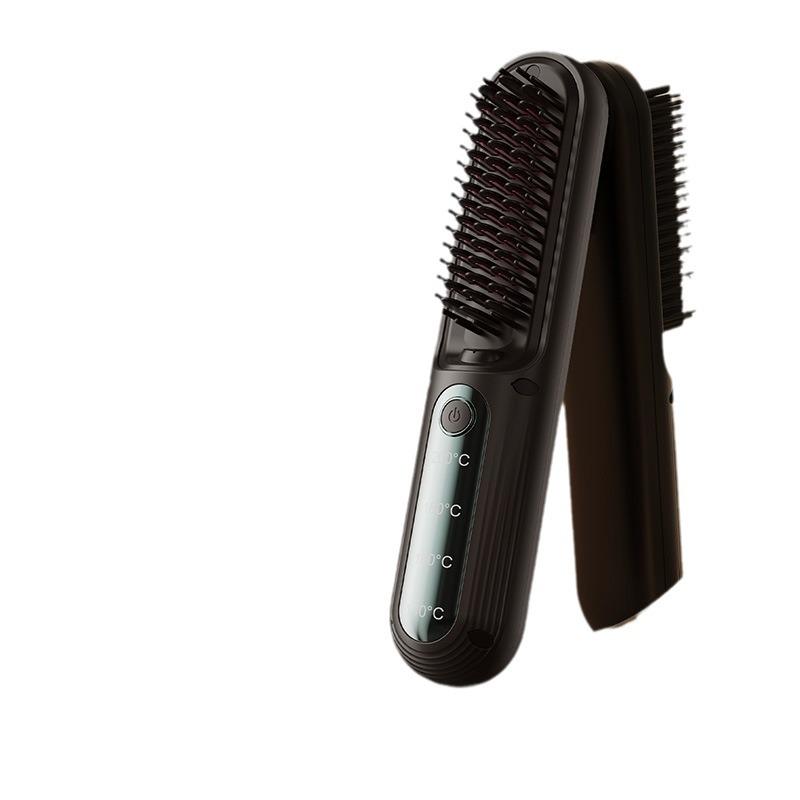 Portable Wireless Hair Straightening Comb with Negative Ions, No Damage, Mini Styling and Curling Tool