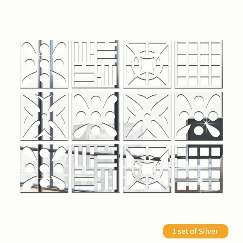 Buy 12Pcs Geometric Pattern 3D Stickers DIY Full Body Mirror Wall