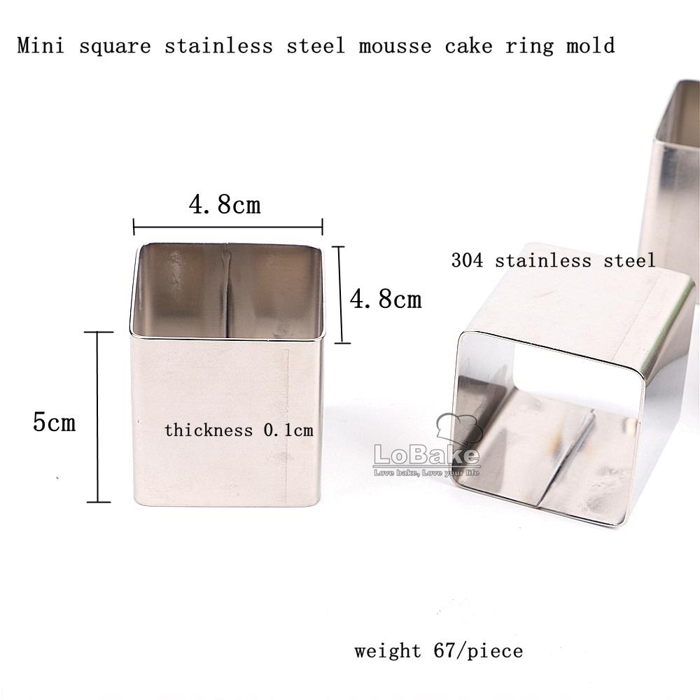 2 tum 4,8*4,8*5 cm mini fyrkantig liten ring av rostfritt stål för tårta, ananaspasta, chokladmousse, degskärare för bageri