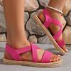 Fashion Summer New Flats Sole Women Sandals Fashion Cross Band Plus Size 43 Beach Sandels 2025 Hot Seller Ladies Vacation Zapatillas