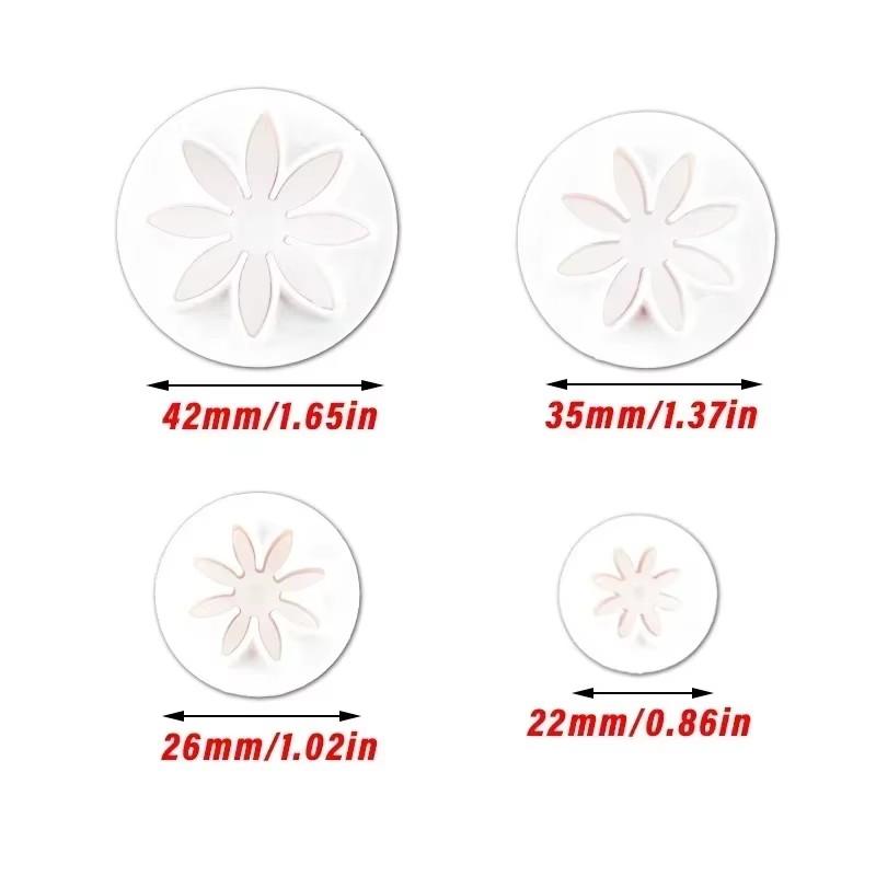 4/8pcs Plum Flower Daisy Flower Cake Plunger Fondant Cookie Cutter Mold Plum Baking Decorating Biscuit Stamps For Kitchen Tools
