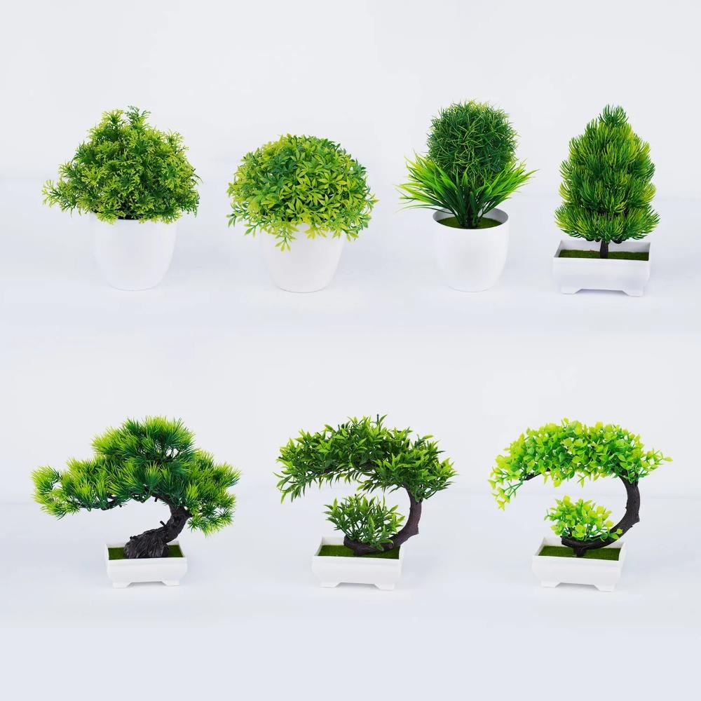 Künstliche Grüne Pflanzen Bonsai Tisch Topfpflanzen Ornamente Simulation Topfpflanzen Kunstblumen für Hotel Büro Zuhause Gartendekor