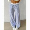 Lässige Gerade Hose Damen Modische Gestreifte Bodenlange Hose