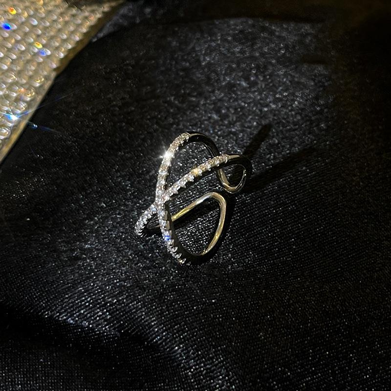 Niche Design Micro-Inlaid Zircon Cold Wind Advanced Sense Adjustable Index Finger Ring Women'S Fashion Personality Trendy Cool