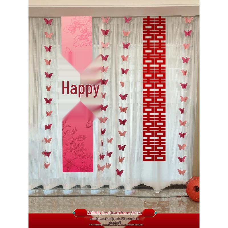 Wedding Room Decor Set: Morning Robe, Backdrop, Wall Hanging Banner for Bride & Groom - Perfect Atmosphere for New Home.