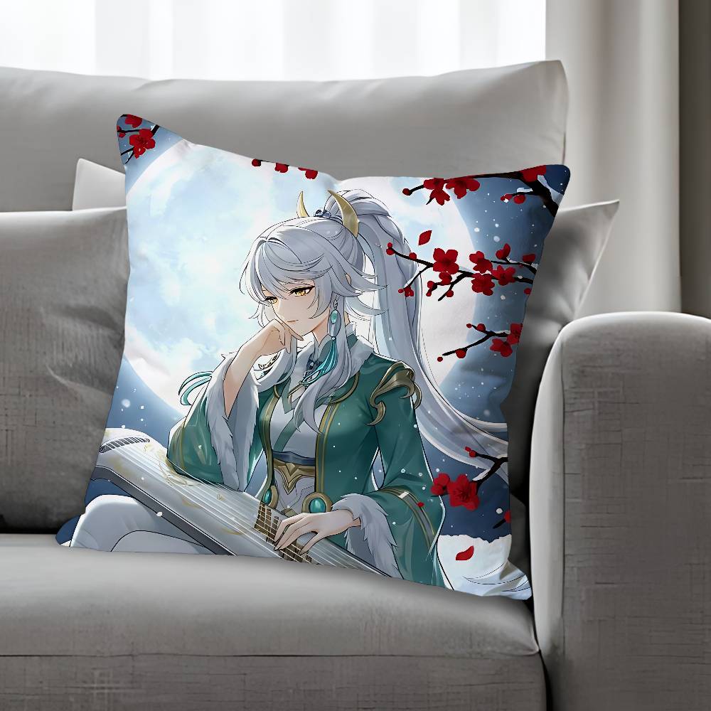 ZZibai GGenshin Impact Pillow Cases for Bedroom Living Room Sofa Home Decor Polyester Cushion Cover with Zipper
