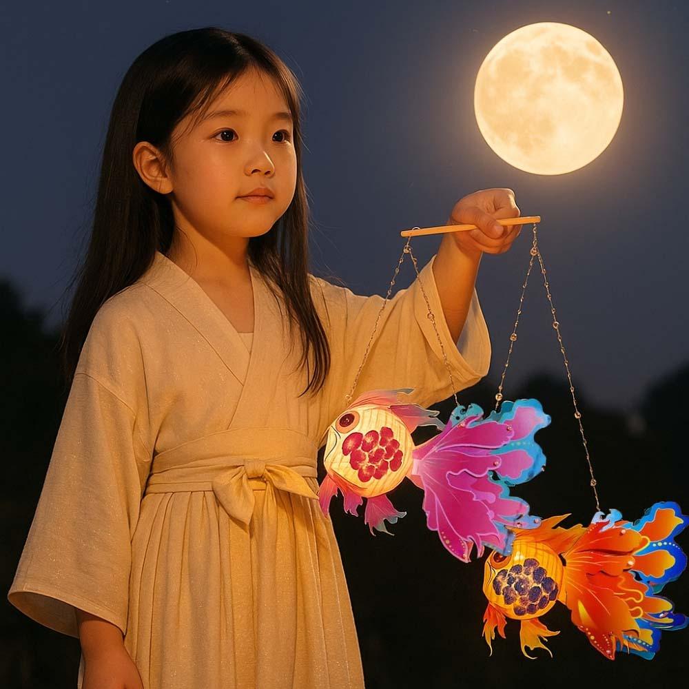 Handheld Mid-Autumn Festival Lamp DIY Material Bag Koi Fish Handmade Lantern  Toy