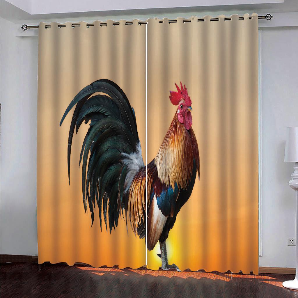 Rooster Miller-Aniaml Chicken Window Curtains, Living Room, Kitchen, Balcony, Home Decor, Bedroom, Patio Decoration