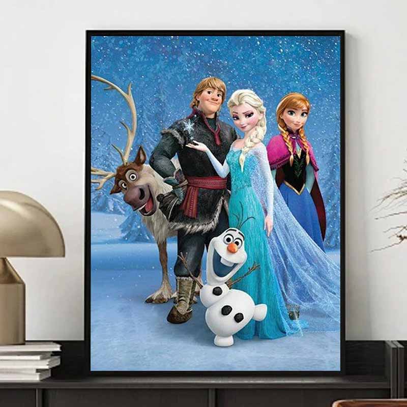 Disney Diamond Painting Frozen Characters Ice and Snow Theme Illustration Cute DIY Rhinestone Mosaic Cross Stitch Kit - Embroidery Gift for Home Decor