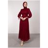 Women's Full Length Belted Floor Ruffle Tulle Hijab Evening Dress