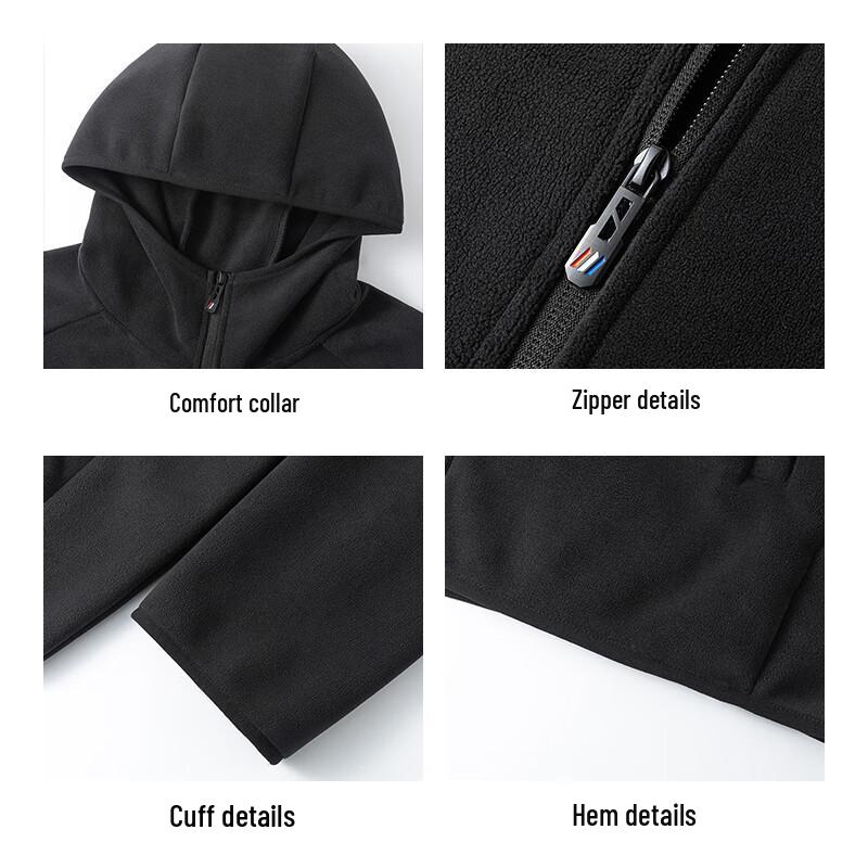 JEANSWEST Unisex Double-Sided Fleece Hooded Jacket