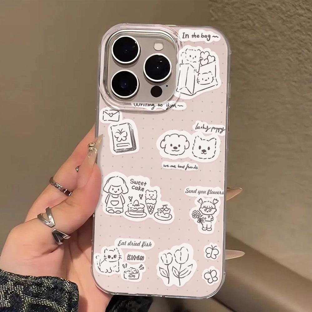Painted Phone Case for iPhone 12 13 15 16 iPhone 16 12 13 14 15 Pro  14 15 16 Pro Max Coverage Shockproof Anti-Fingerprint Fresh Style Protective Case