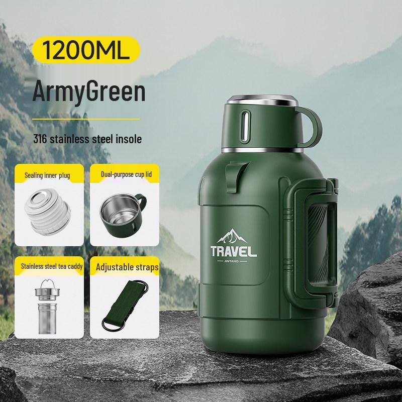 

Large Capacity Insulated Stainless Steel Thermos for Outdoor Use – Portable Short, Fat Tea & Water Bottle, 6L 1600ML - 3.2 Jin