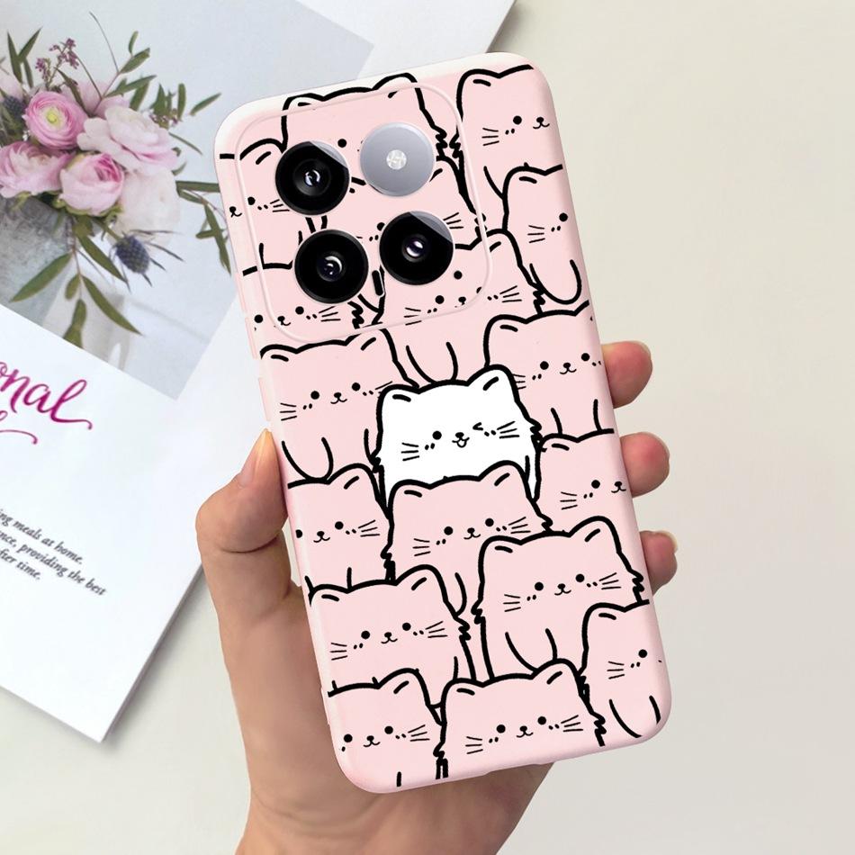 For Xiaomi 14 Phone Case Xiaomi Mi 14 5G Mi14 2024 Cute Cat Cartoon Jelly Silicon Soft Protective Back Cover