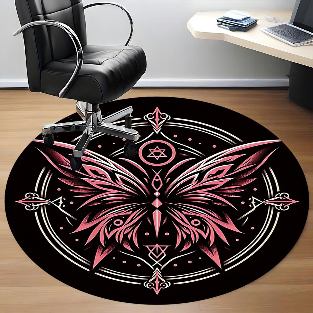 1 alfombra redonda de mandala de mariposa para oficina, debajo de sillas de oficina, dormitorio, sala de estar, decoración del hogar, decoración de habitación, disponible en varios tamaños