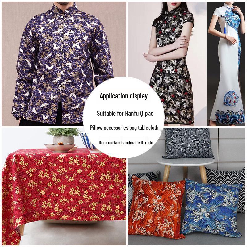Baumwollstoff mit japanischem Glückskatzen-Druck für Cheongsam- und Hanfu-Kleidung