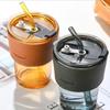 Kávový hrnek s víčkem Dvoustěnné skleněné šálky Hrnky káva Silikonové brčko hrnek suvenýr personalizované Nápojové sklo Láhve