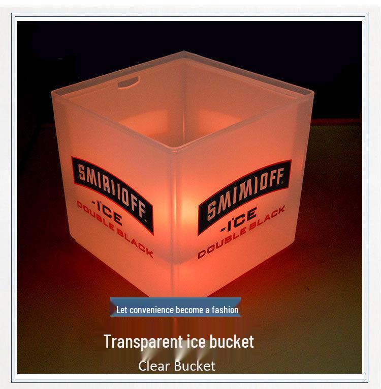 In-Stock Frosted Light-Up Ice Bucket, 3.5L Battery-Operated, Double-Layer PP for Beer, Champagne, Wine.