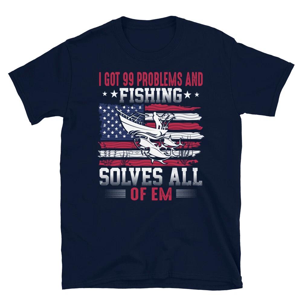 American USA Flag Boating Fishing Fish Nature Outdoors T-Shirt 3XL