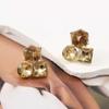 Gradient Color Irregular Cube Stud Earrings: European & American Fashion Trend for Women