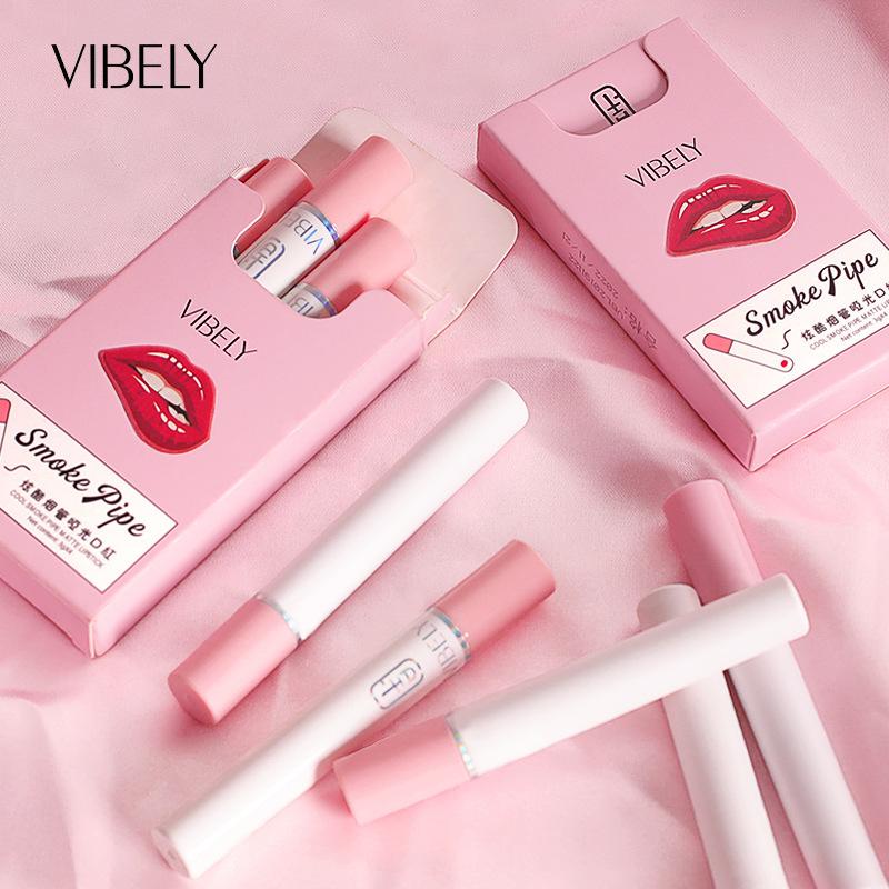 VIBELY Small Tube Matte Lipstick 4pcs Boxed Not Easy To Fall Off Color Velvet Not Fall Off Color Makeup