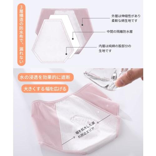 RUOXIAO Sanitary Panties, 100% Cotton, Moisture-Absorbent, Underwear, Soft, Stretchy, Breathable, Waterproof, 3-Pack