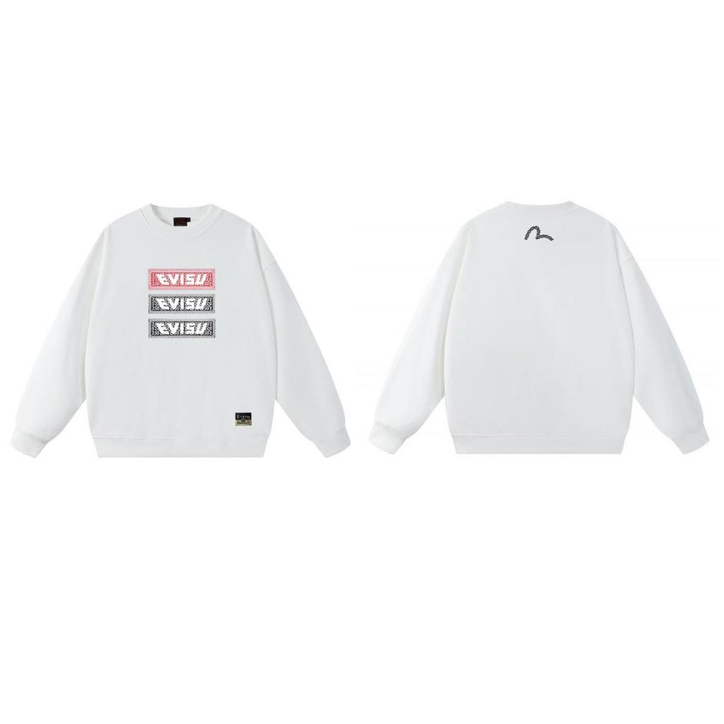 Fukujin EVISU2025 Unisex Round Neck Hoodie - Trendy Cotton Streetwear Pullover with Print