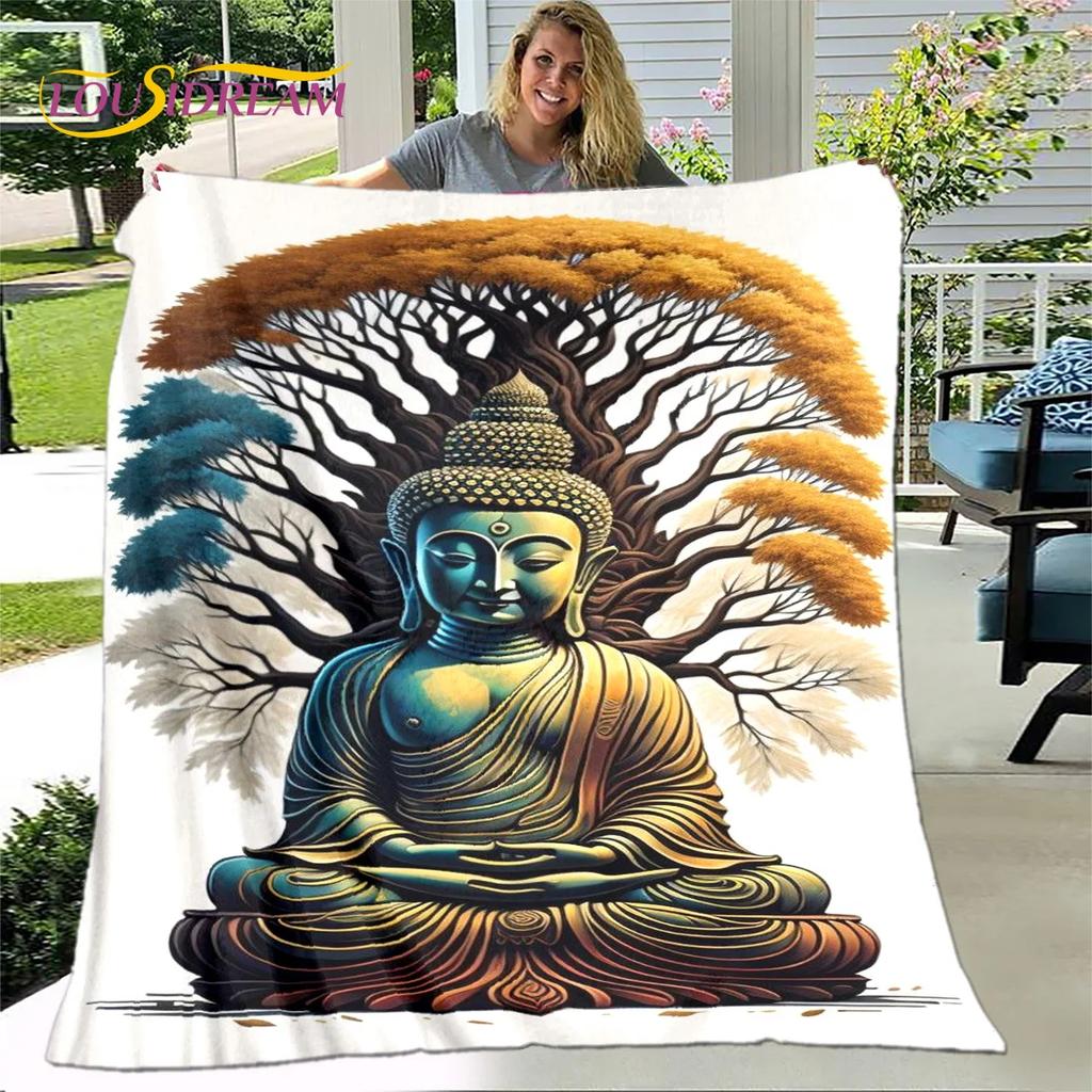 Fe Budista Buda Sakyamuni Guanyin Bodhisattva Religión Manta Manta Suave para el Hogar Orar Dormitorio Camas Funda de Sofá