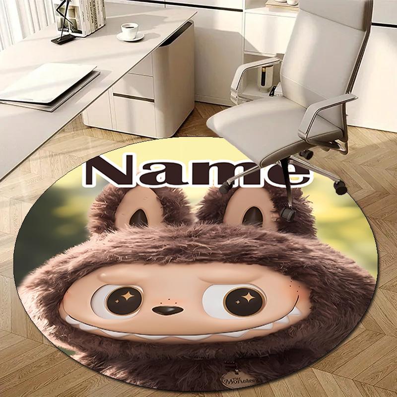 Personalized L-Labubu Round Chair Office Rug - Perfect for Mat, Office Chair & More - Ideal Gift for Birthdays and Holidays
