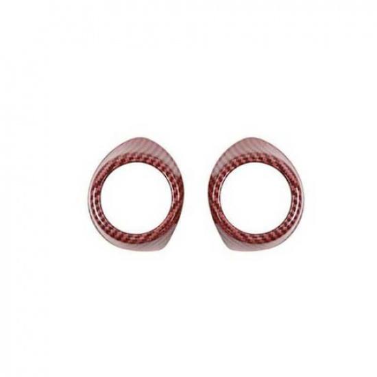 For Ford Mustang 2015- Red Carbon Fiber A Pillar Horn Frame Cover Trim 2PCS