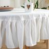 White Tablecloth Solid Color Round Table Cloth Cotton Linen Lace Ruffled Kitchen Dining Wedding Tables Cover Room Decor