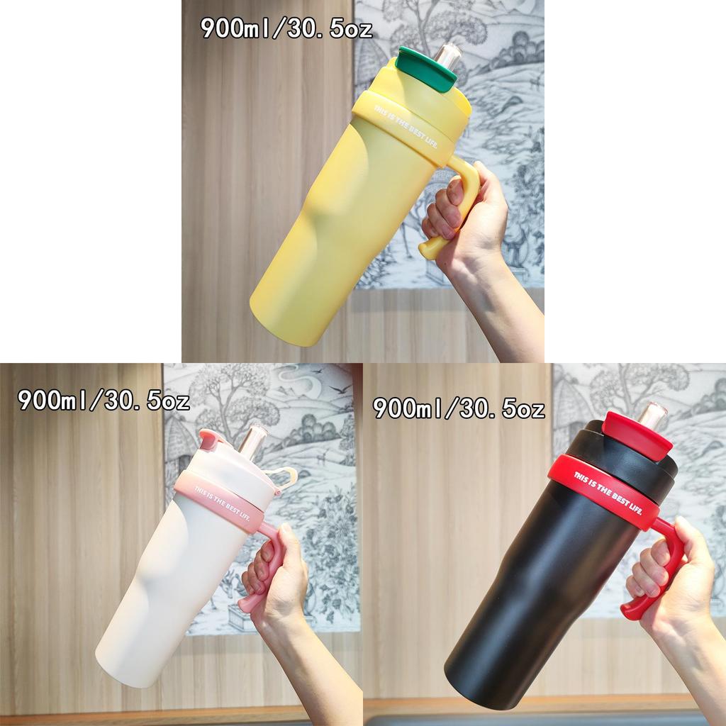 Outdoor Sports Insulated Travel Mug With Handle And Straw For Commuting And Camping