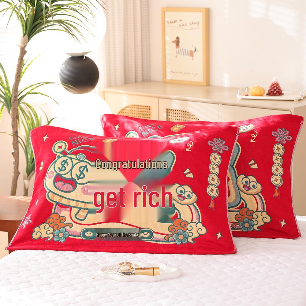 Par de Fronhas de Algodão Antiderrapantes - Design Festivo Vermelho, Absorventes de Suor, Anti-Queda, Frete Grátis