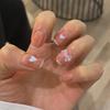 Butterfly Heart Nude & White False Nail Stickers - Removable Manicure Set