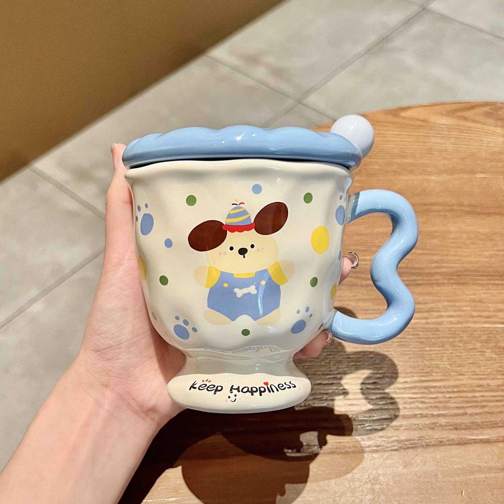 Vysoce hodnotný roztomilý hrnek pro pár s králíčkem s puntíky, vysoce hodnotný hrnek na pití, kreslený keramický hrnek, dárek k narozeninám