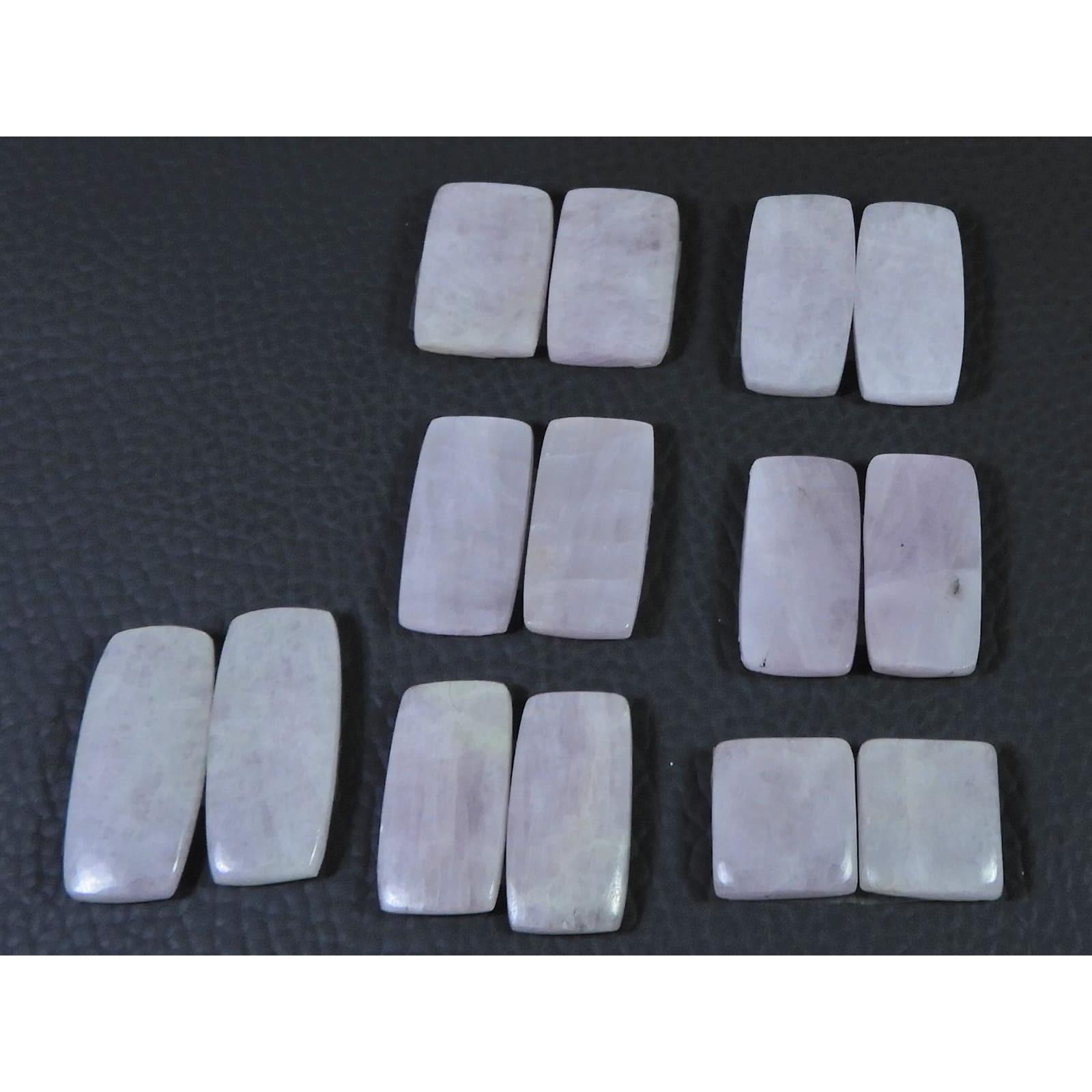 153Cts.Natural Pink Kunzite Matched Pair Octagon Cabochon Gemstone 7Pair Lot C-1356