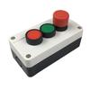 Three-Button Push Button Switch Station 10A Rated for Control Circuits with Red Exigent Stop and Dual NO Actuation