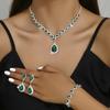 Elegant Multi-Color Floral Diamond Wedding Jewelry Set - Necklace, Stud Earrings & Bracelet