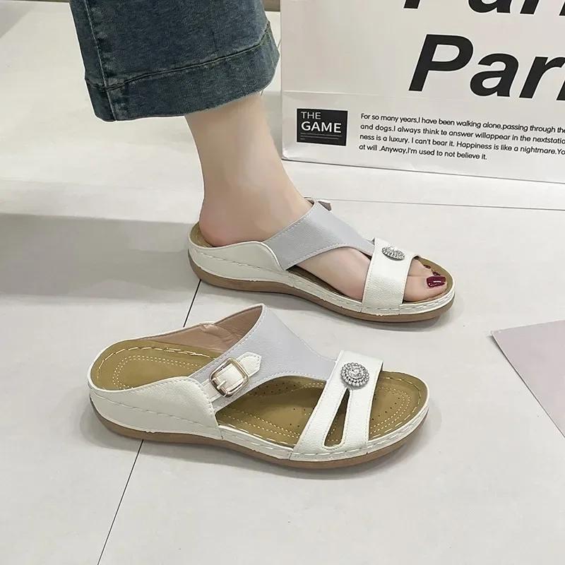Shoes for Women 2024 High Quality Basic Women's Slippers Brand Crystal Daily Slippers Women Summer Open Toe Flat Women's Sandals