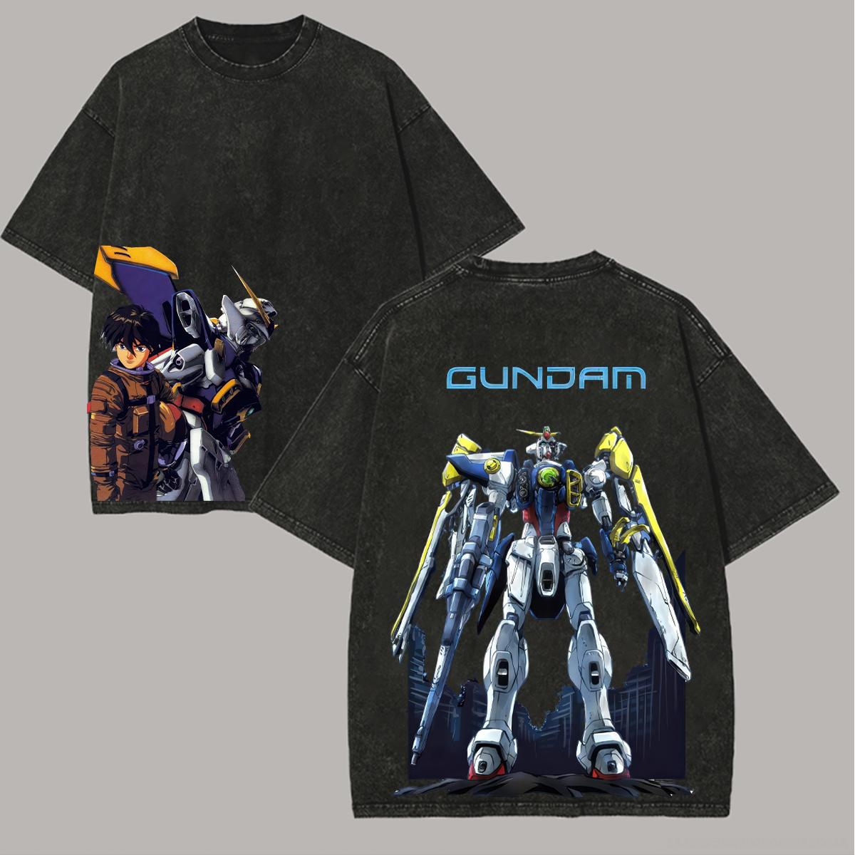 

Любитель аниме Gundam Стиранная футболка Одежда на весь год Высокое качество Личность Одежда Большой размер Унисекс Новая модель Парная футболка L