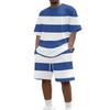Herren Casual Kurzarm Rundhals T-Shirt und Shorts Set Gestreiftes Muster Leicht Atmungsaktiv Sommer Outfit für den täglichen Gebrauch