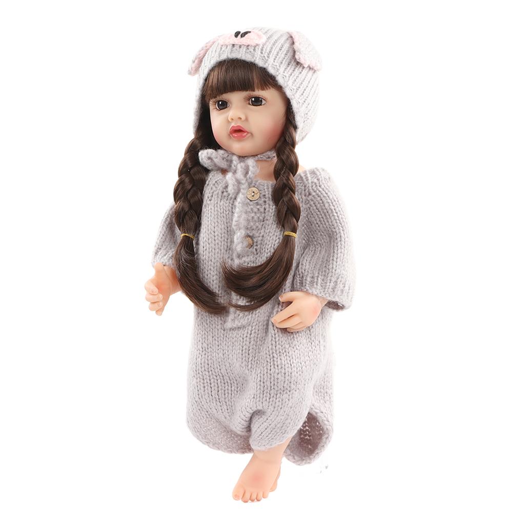 22 Inch Lifelike Newborn Baby Doll Full Body Silicone Handcrafted Newborn Baby Doll Set with