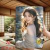 D Flat Metal Sign Beautiful Asian Girl In Elegant White Dress with Flowers Vintage Tin Poster Indoor Outdoor Wall Art Home Deco
