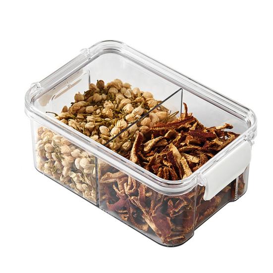 Sealed Storage Box Transparent Multi-Compartment Food Container Stackable Airtight Canister for Kitchen Cabinet Pantry Loose Tea Leaves Herbs Spices