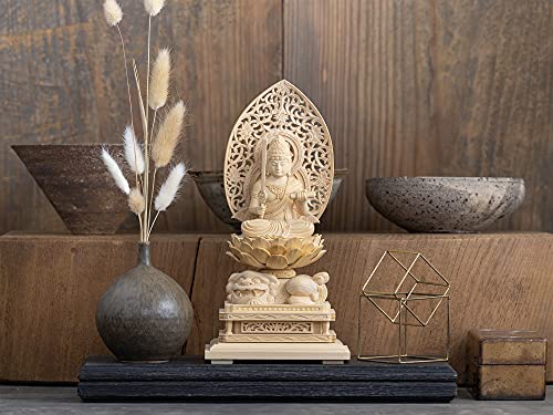 Seated Manjusri Bodhisattva Wooden Statue, 22.5cm (cypress Wood) - Guardian Deity of the Chinese Zodiac, for Those Born In the Year of the Rabbit