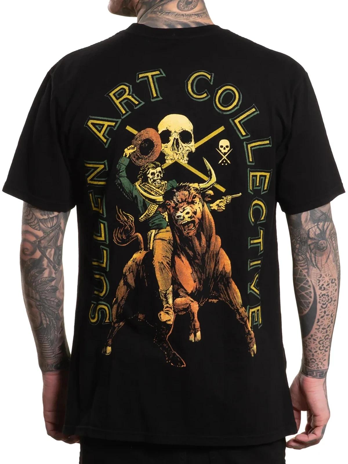 

Sullen Men s Paseo Salvaje Short Sleeve Premium T-shirt Bull Rider Skeleton Tee S