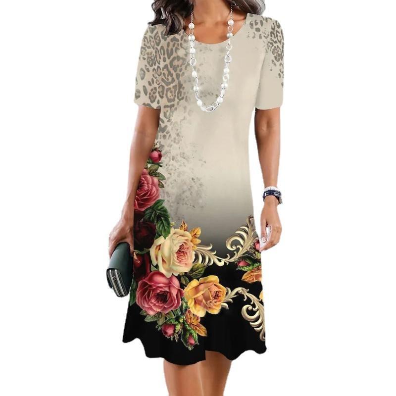 EastRogue  Women's Fashion Summer Spring Short Sleeve O-Neck Casual Dresses