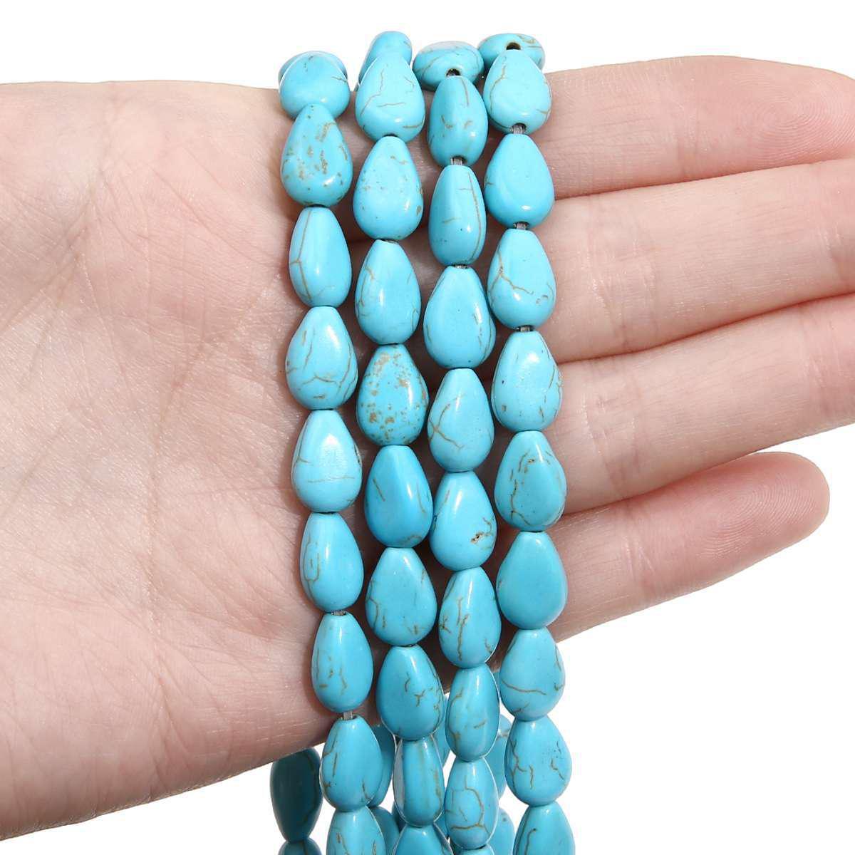 

Синтетическая бирюзовая бижутерия своими руками, витые и специальные формы бусины с абакусом и разделителями в виде животных Flat water drop 8x11mm, 34 pieces синий